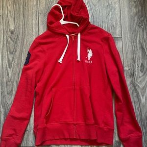 Red polo zip up